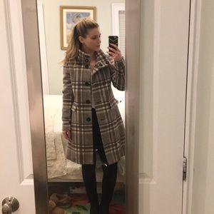 Ann Taylor plaid high collar peacoat
